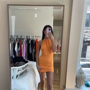 Mini halter dress in orange